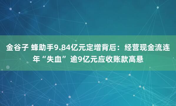 金谷子 蜂助手9.84亿元定增背后：经营现金流连年“失血” 逾9亿元应收账款高悬